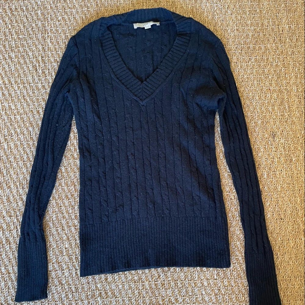Loft, small, v-neck fitted sweater.
